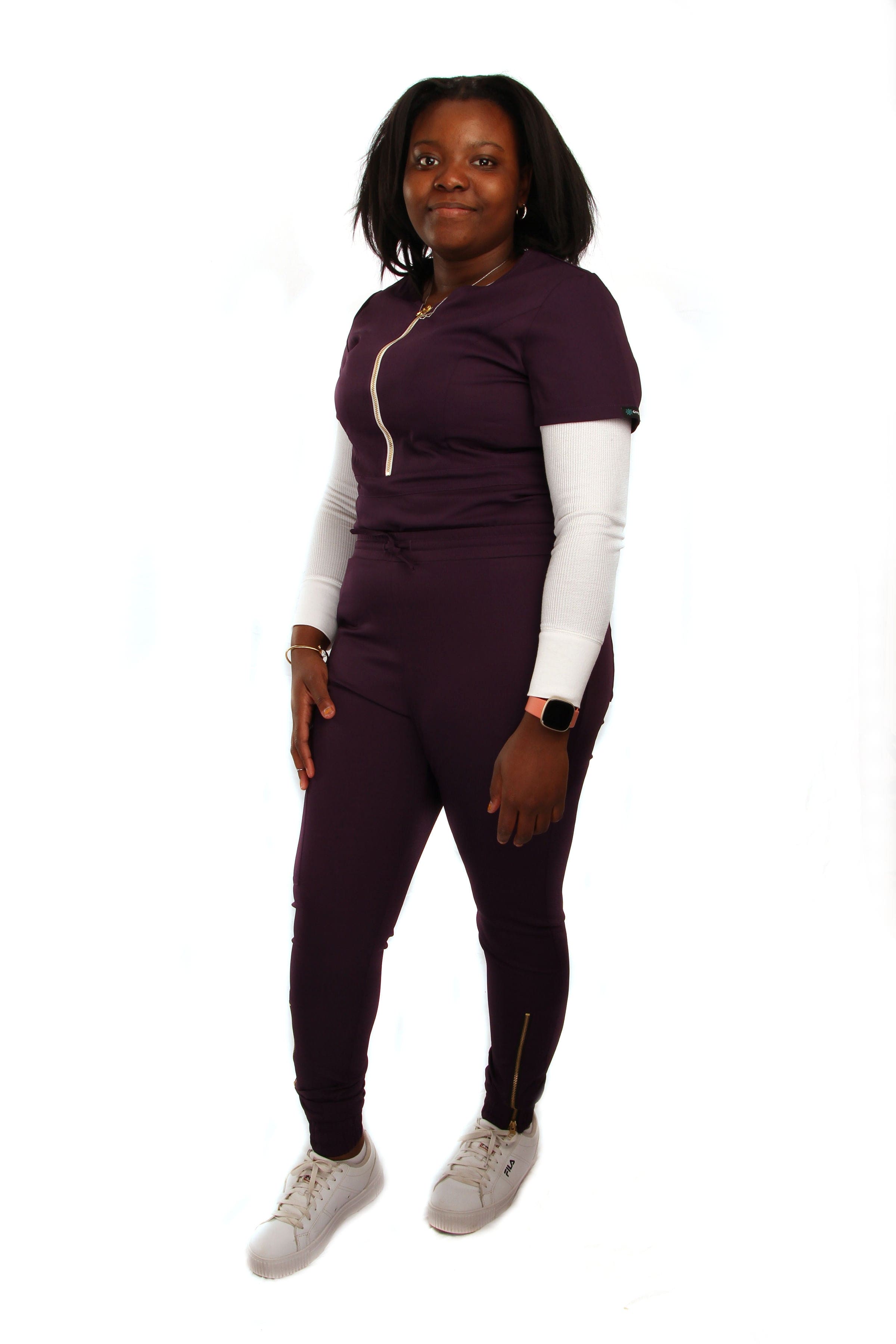 Women’s Tuck in Half Middle Zipper Scrub Top