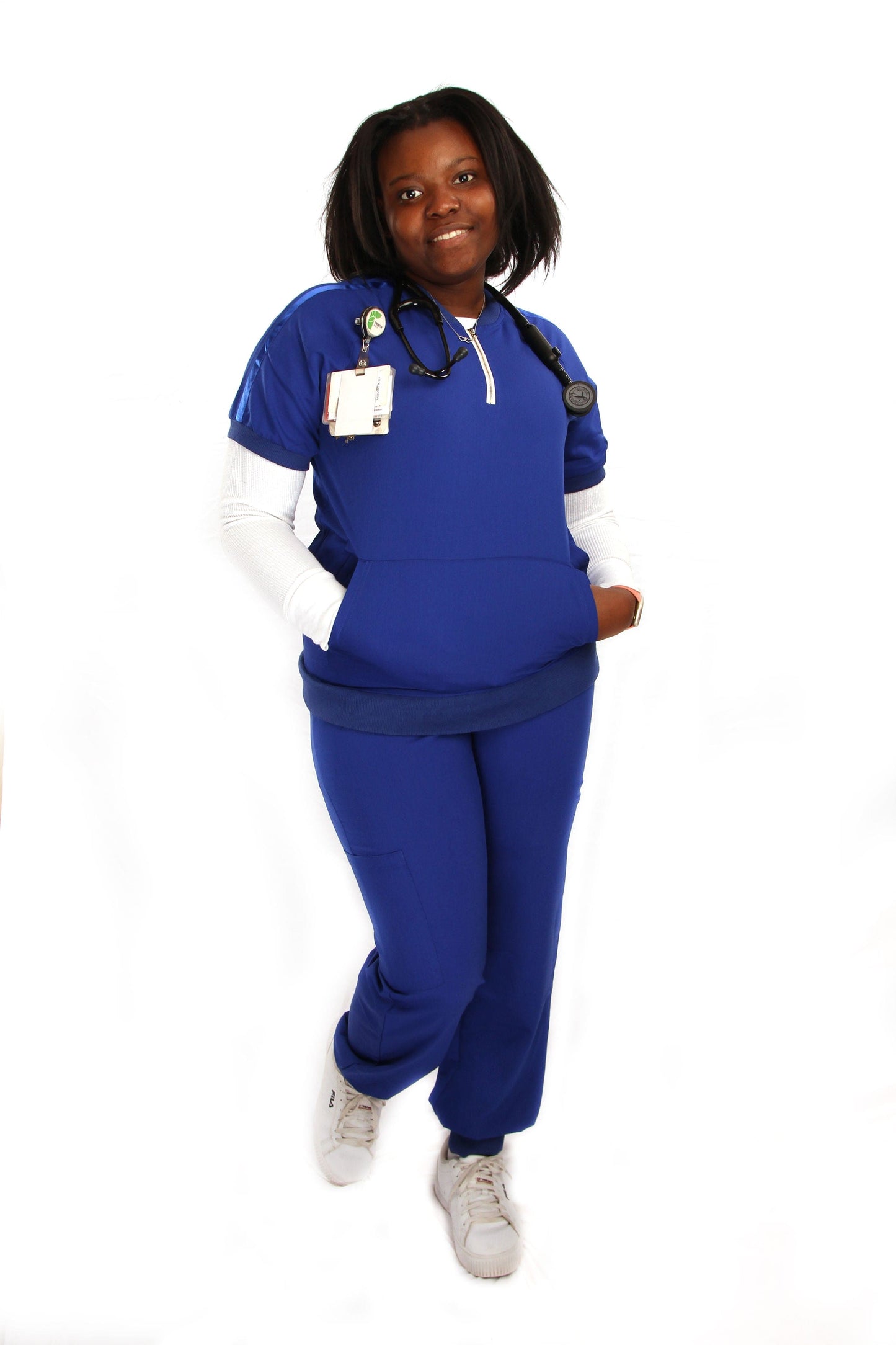 Women’s Half Zipper Scrub Top With 2 Wide Pockets