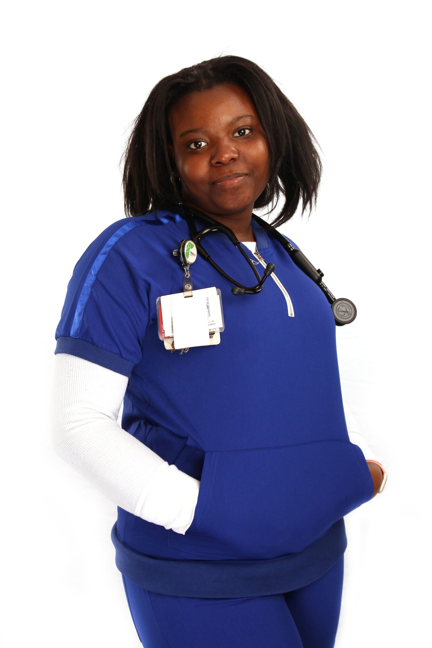 Women’s Half Zipper Scrub Top With 2 Wide Pockets