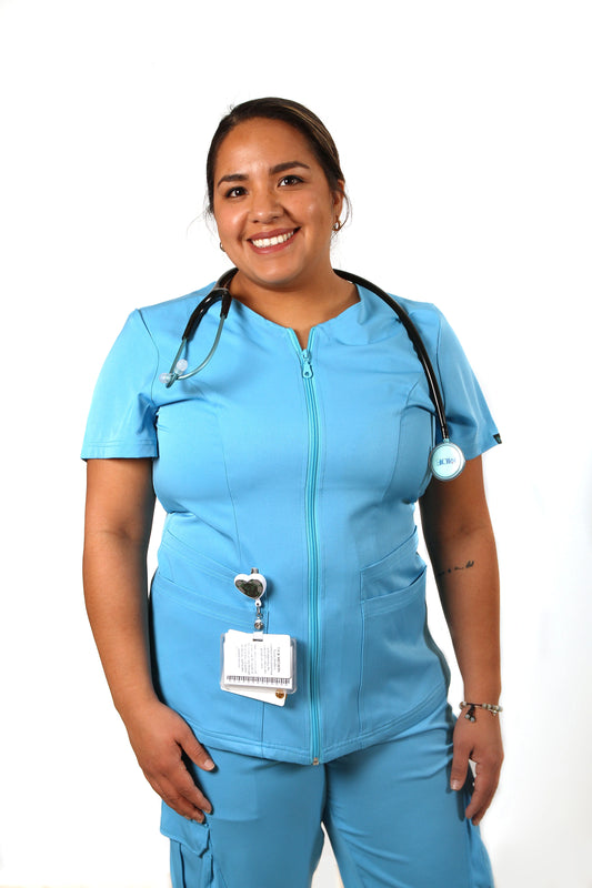 Selina Front Zipper Scrub Top