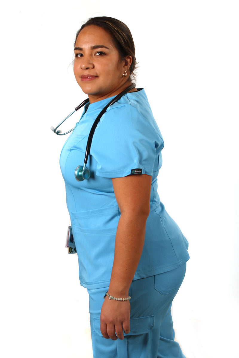 Selina Front Zipper Scrub Top