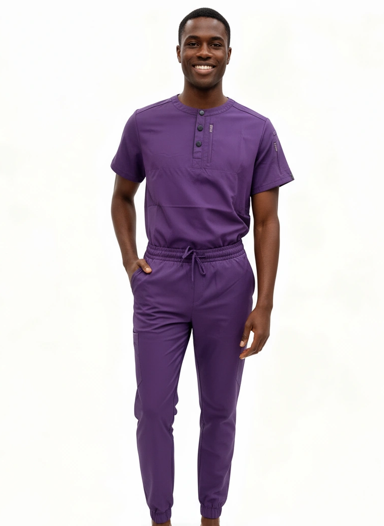 Men’s Jogger Scrub Pants with Elastic Waistband and Cargo Pocket