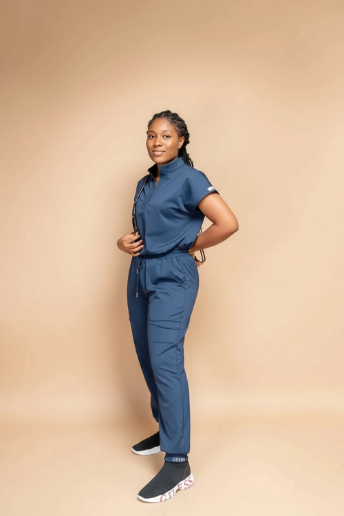 Magda  Stretch Mock Neck scrub Top