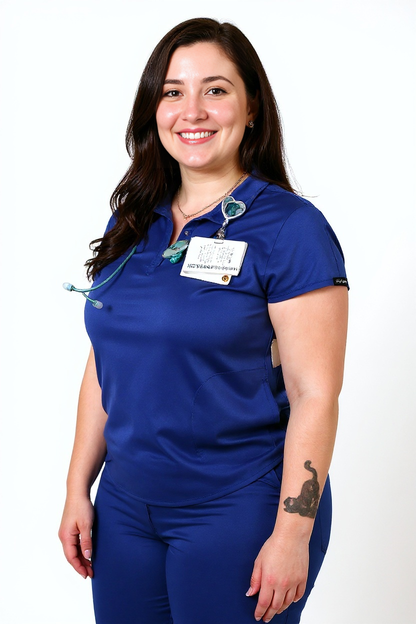 Roya mock neck scrub top with 2 side pockets