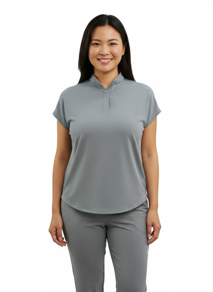 Roya mock neck scrub top with 2 side pockets